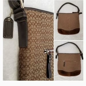 Coach Signature Large Crossbody Suede Shoulder Bag